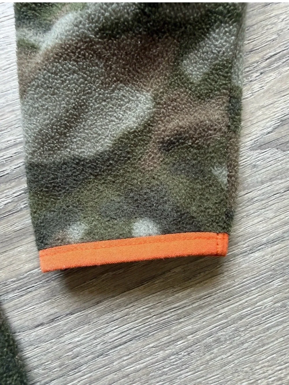 Amazon Essentials Boys L(9/10) Camo Full Zip Fleece Jacket Orange Trim